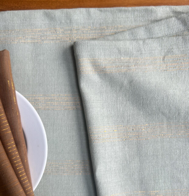 Zari Stripes Cotton Table Runner Desert Sage
