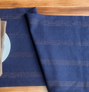 Zari Stripes Cotton Table Runner Indigo