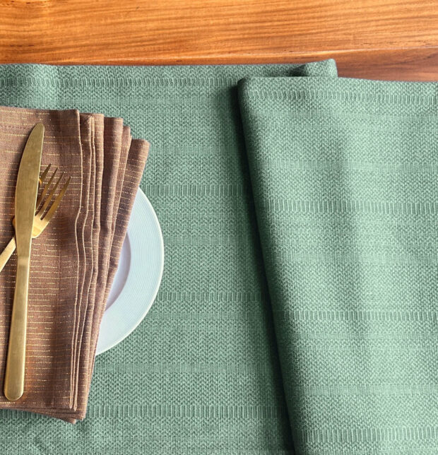Kadoor Cotton Table Runner Garden Green