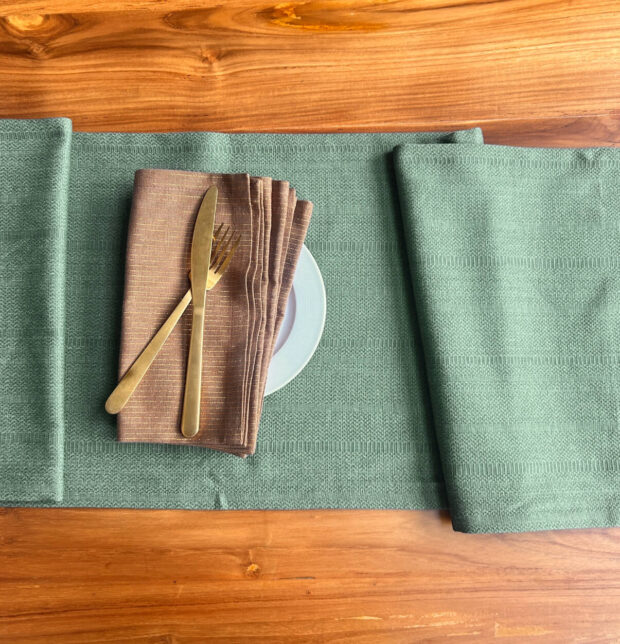 Kadoor Cotton Table Runner Garden Green