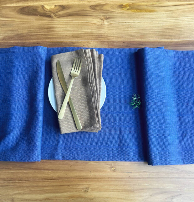 Kadoor Cotton Table Runner Dutch Blue