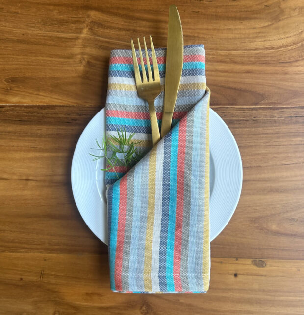 Stripes Cotton Table Napkins Multicolor Fiesta – Set of 6