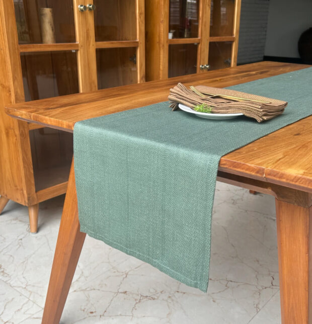 Kadoor Cotton Table Runner Garden Green