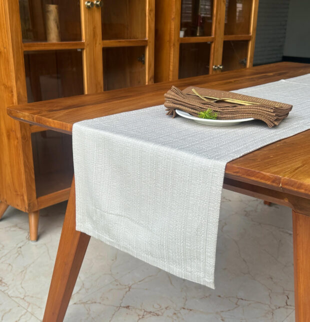 Panama Weave Cotton Table Runner Oatmeal Beige