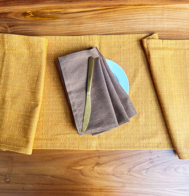 Panama Weave Cotton Table Runner Golden Glow