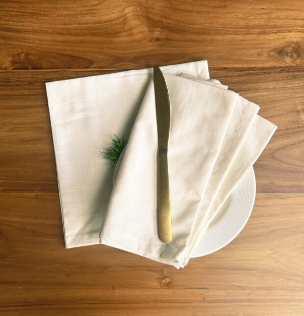 Slub Cotton Table Napkins Beige - Set of 6