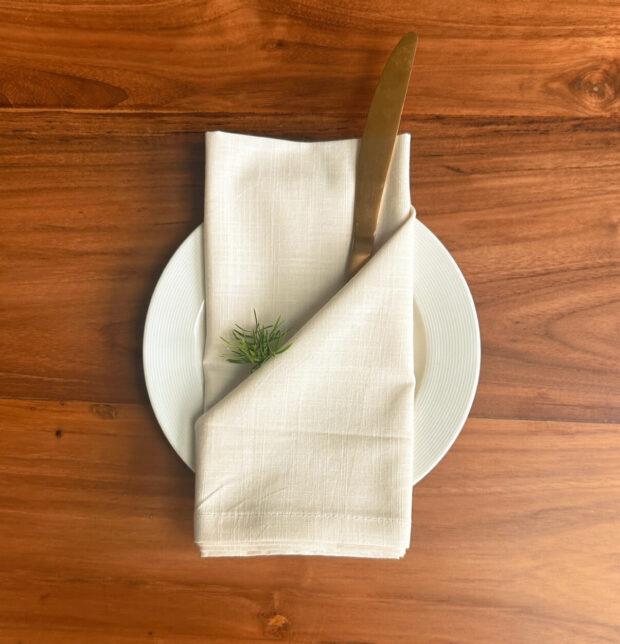 Slub Cotton Table Napkins Beige - Set of 6