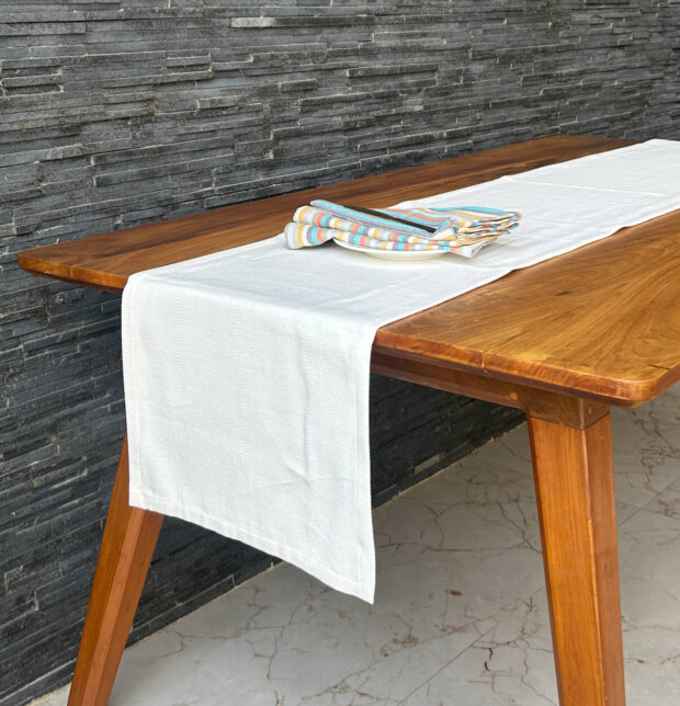 Kadoor Cotton Table Runner Pristine White