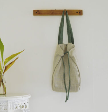 Adaptable Cotton Tote Bag Oatmeal Beige / Green