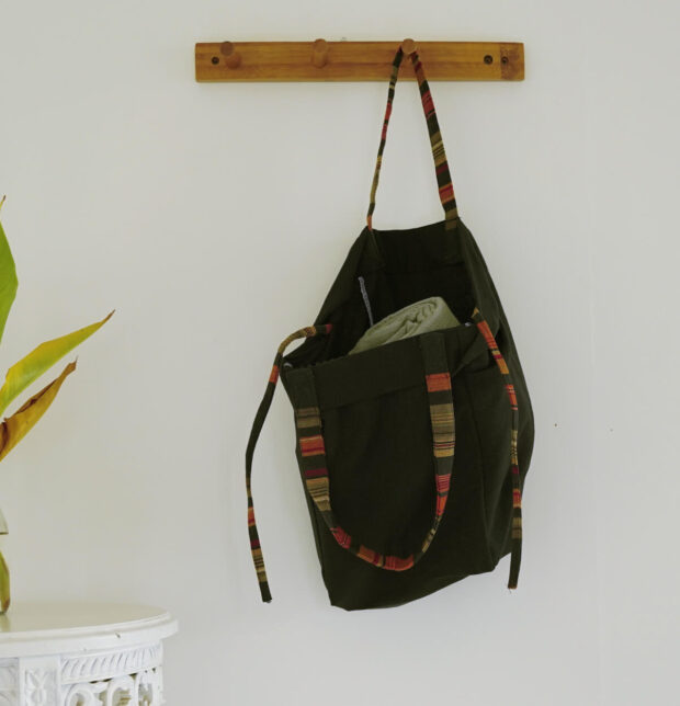 Adaptable Cotton Tote Bag Black/Stripe