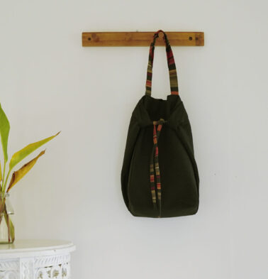 Adaptable Cotton Tote Bag Black/Stripe