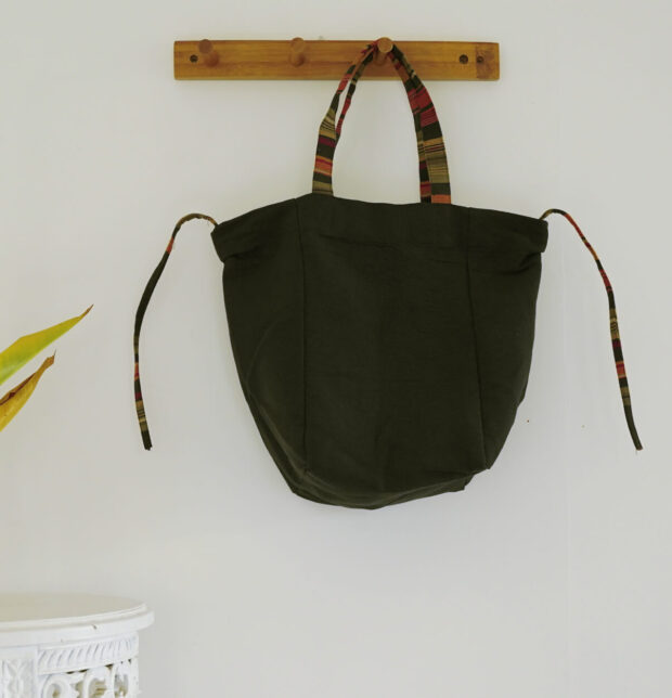 Adaptable Cotton Tote Bag Black/Stripe