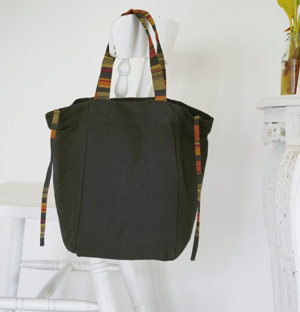 Adaptable Cotton Tote Bag Black/Stripe