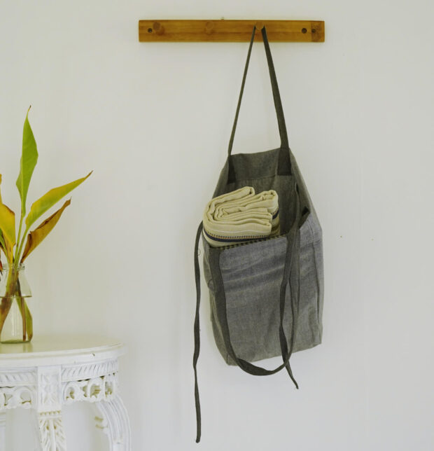 Adaptable Cotton Tote Bag Drizzle Grey/ Black