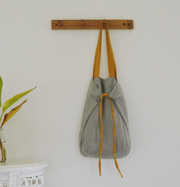 Adaptable Cotton Tote Bag Ash Grey/Yellow