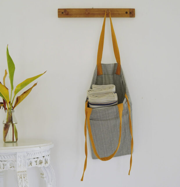 Adaptable Cotton Tote Bag Ash Grey/Yellow
