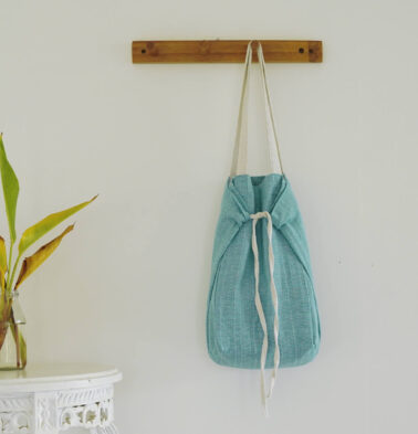 Adaptable Cotton Tote Bag Dusty Turquoise/White