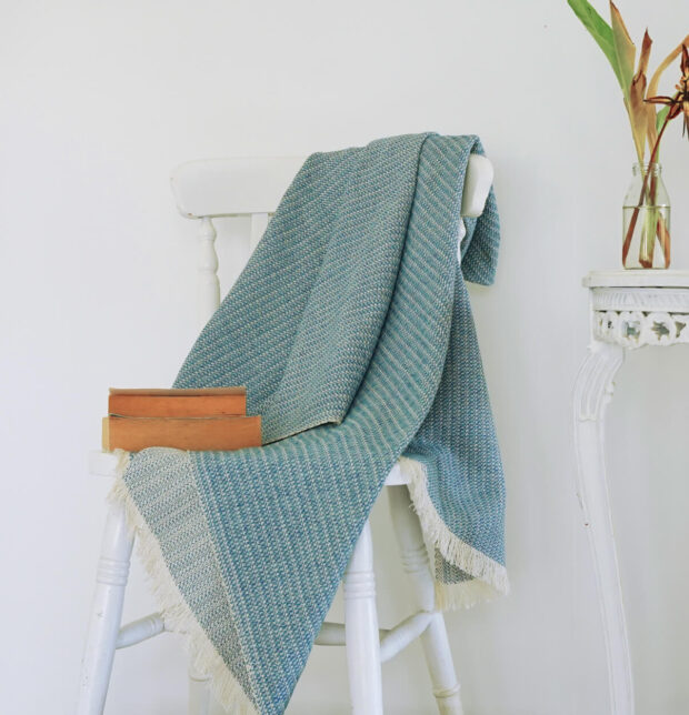 Handwoven Cotton Throw Dusk Blue