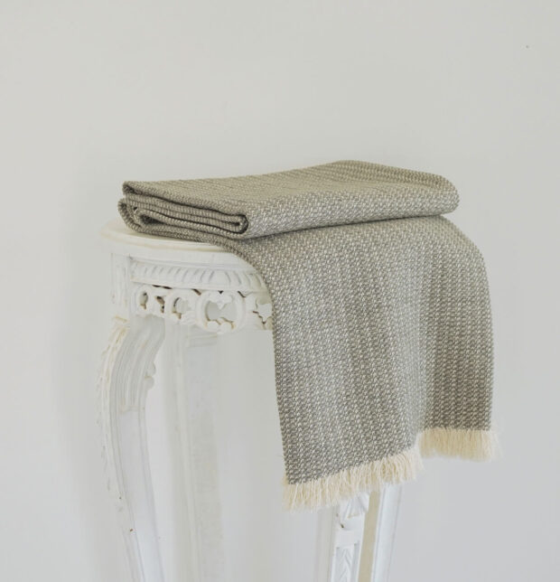 Handwoven Cotton Throw Grey Line
