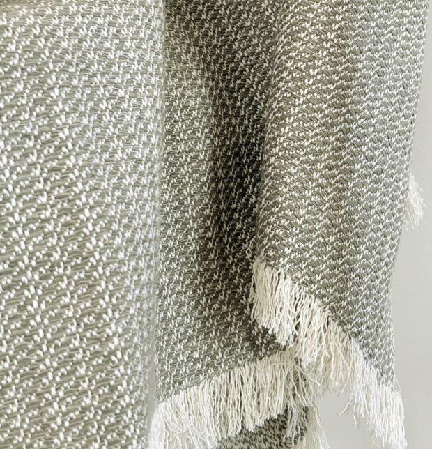 Handwoven Cotton Throw Grey Line