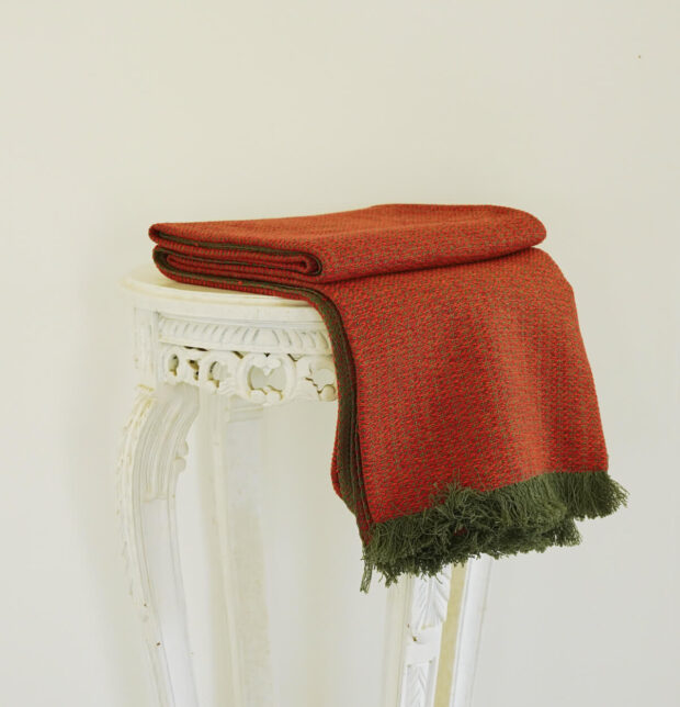 Handwoven Cotton Throw Ginger Orange