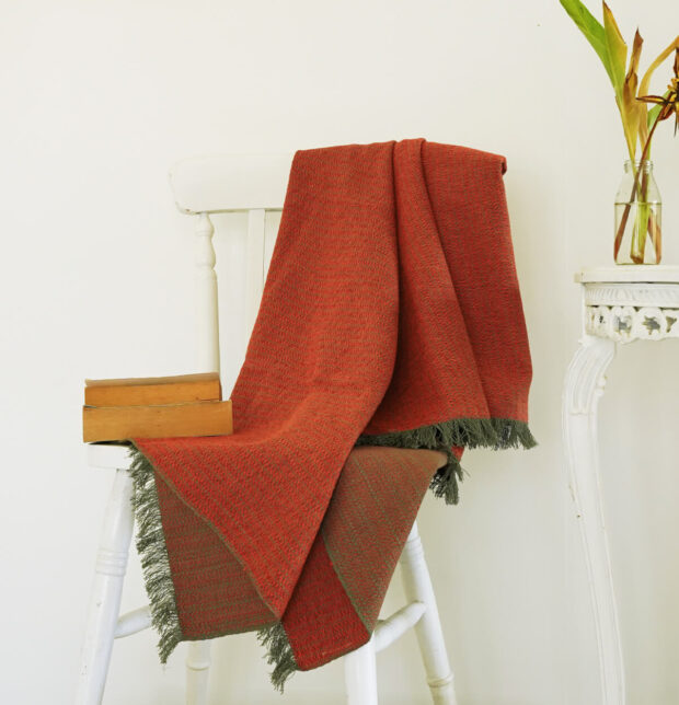 Handwoven Cotton Throw Ginger Orange