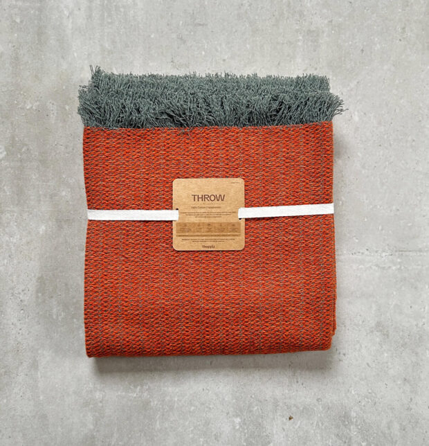 Handwoven Cotton Throw Ginger Orange