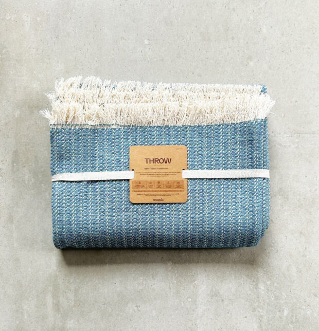 Handwoven Cotton Throw Dusk Blue