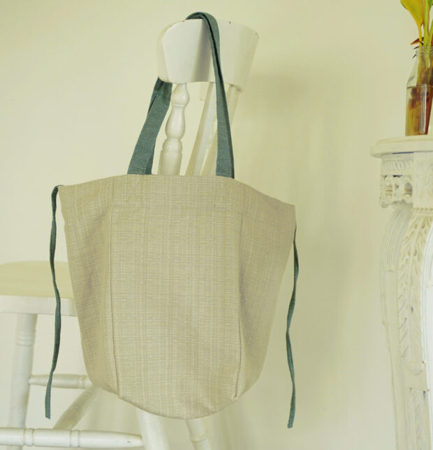 Adaptable Cotton Tote Bag Oatmeal Beige / Green