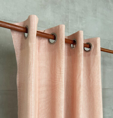 Customizable Curtain, Fine Stripes Cotton – Rust Orange