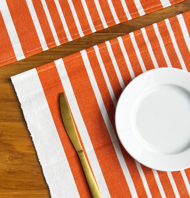 Coastal Lines Cotton Tablemats Orange - Set of 6