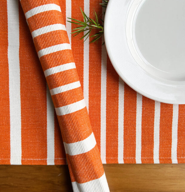 Coastal Lines Cotton Tablemats Orange - Set of 6