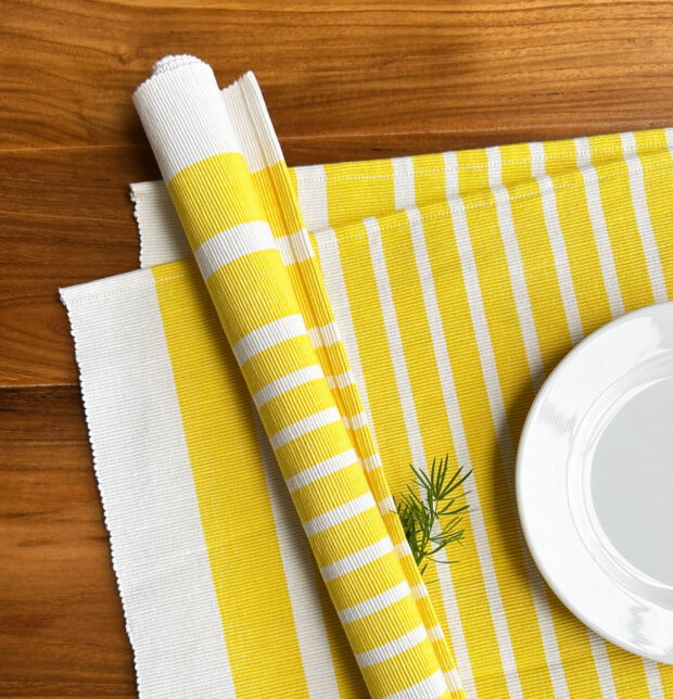 Coastal Lines Cotton Tablemats Yellow - Set of 6