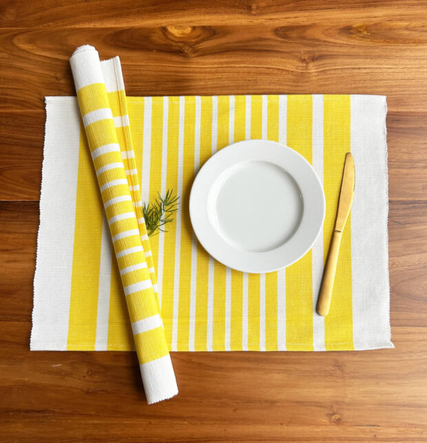Coastal Lines Cotton Tablemats Yellow - Set of 6