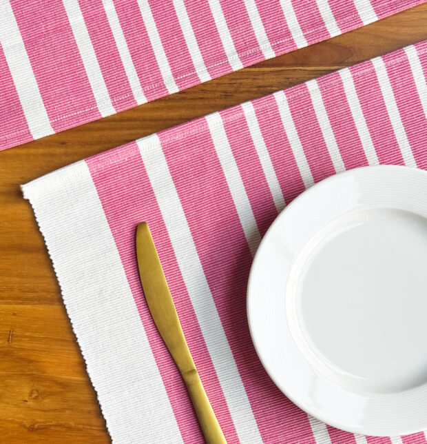 Coastal Lines Cotton Tablemats Pink - Set of 6