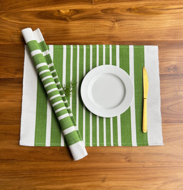 Coastal Lines Cotton Tablemats Green - Set of 6