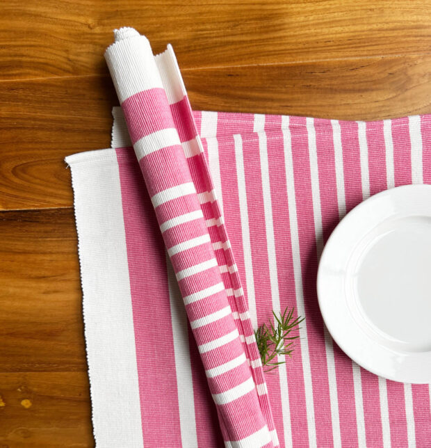 Coastal Lines Cotton Tablemats Pink - Set of 6