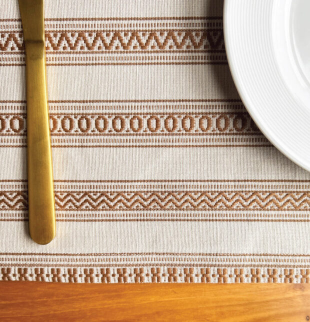 Vintage Weave Cotton Table Runner Beige/Brown