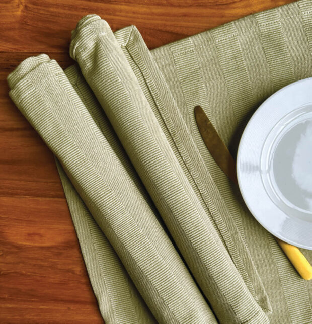Serene Stripes Cotton Tablemats Haze Green - Set of 6