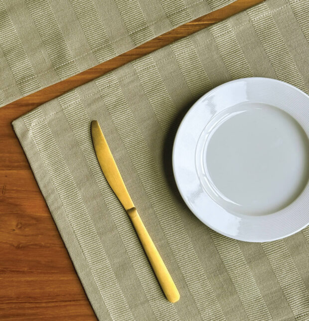 Serene Stripes Cotton Tablemats Haze Green - Set of 6