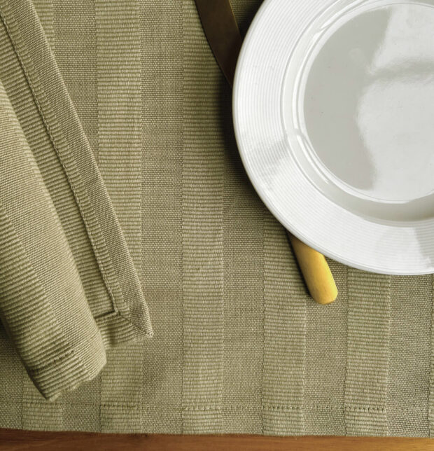 Serene Stripes Cotton Tablemats Haze Green - Set of 6
