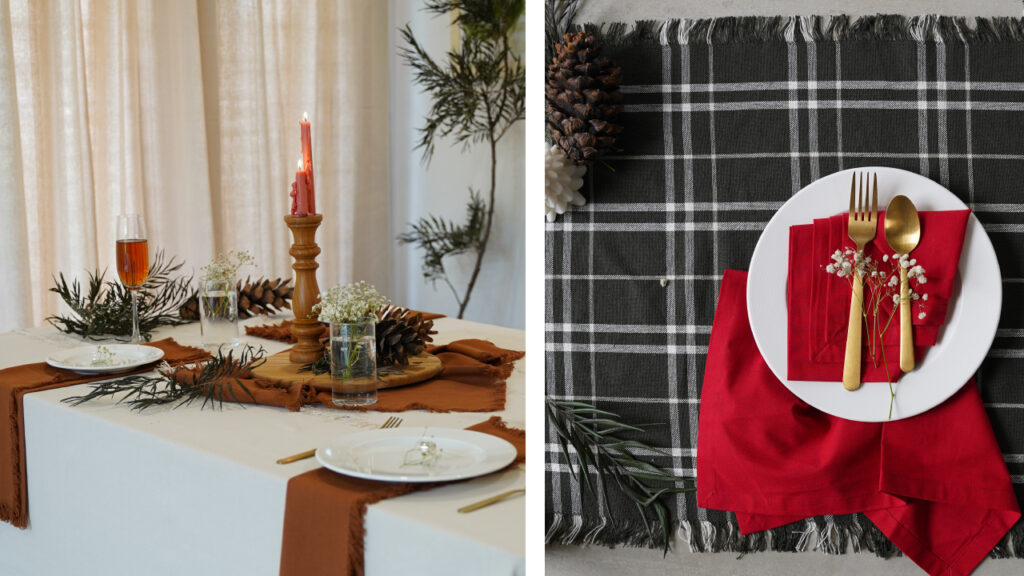 Christmas curtains and cushions