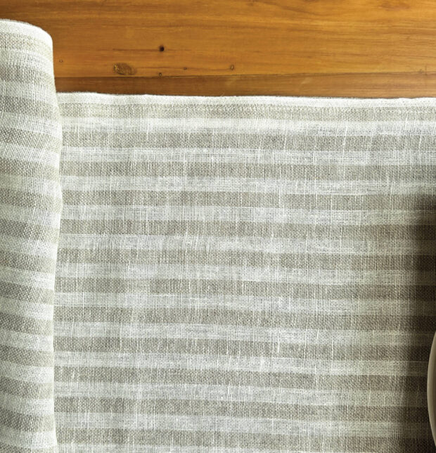 Twin Stripe Beige / White Reversible Linen Table Runner
