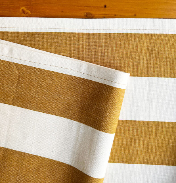 Cabana Stripes Cotton Table Runner Mustard/White