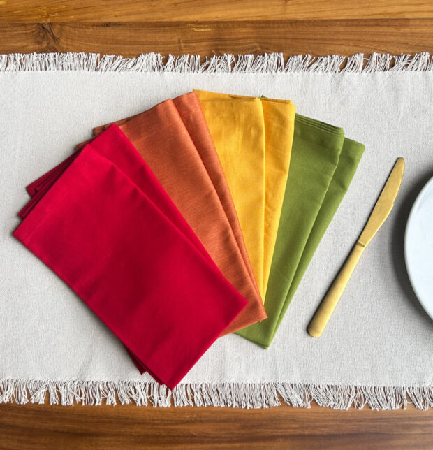 Free Gift: Solid Cotton Table Napkin Set (Pack of 6)