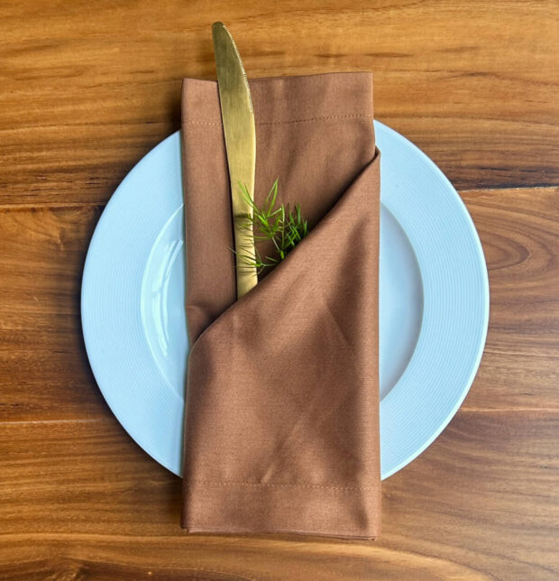 Solid Cotton Table Napkins Brown - Set of 6