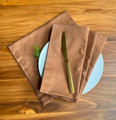 Solid Cotton Table Napkins Brown – Set of 6