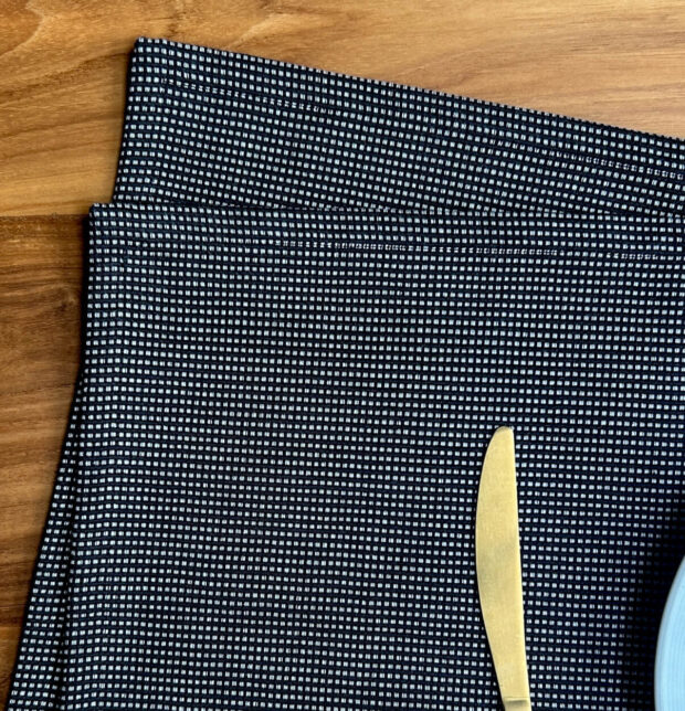 Dotted Stripes Cotton Table Mat Black - Set of 6