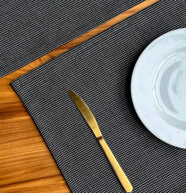 Dotted Stripes Cotton Table Mat Black – Set of 6