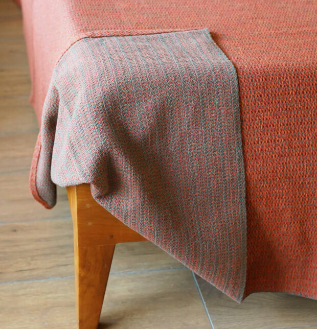 Handwoven Cotton Bed Cover Ginger Orange